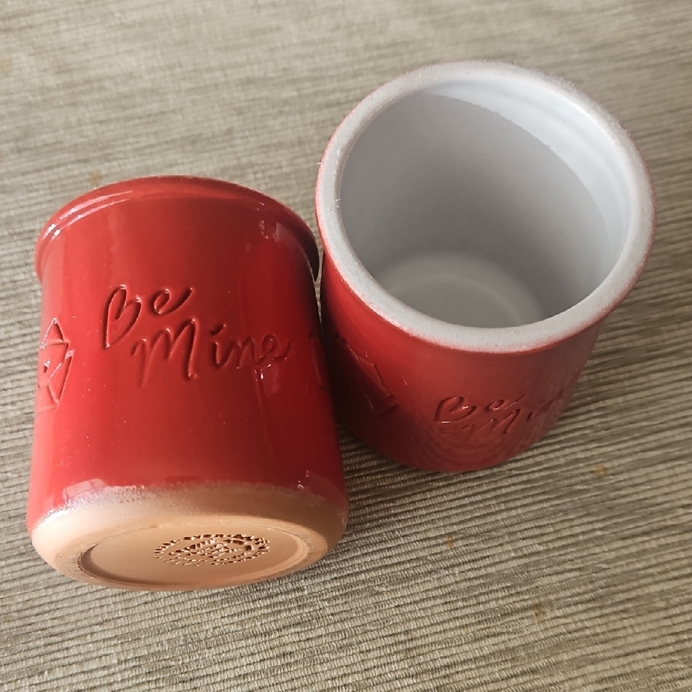 LaFermiere  Red Ceramic Be Mine  Microwave-Safe Reuseable Jars.  Qty 2